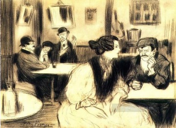 Pablo Picasso Painting - En el café cubista de 1901 Pablo Picasso
